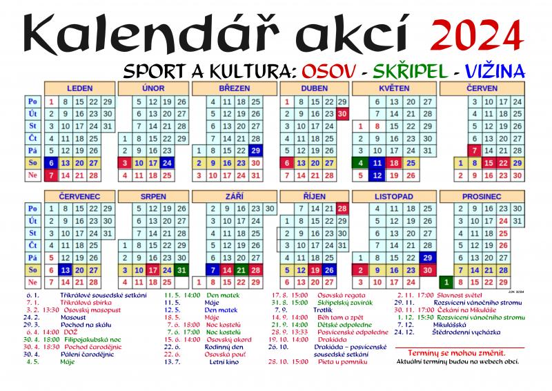 Kalend&aacute;ř akc&iacute; 2024
