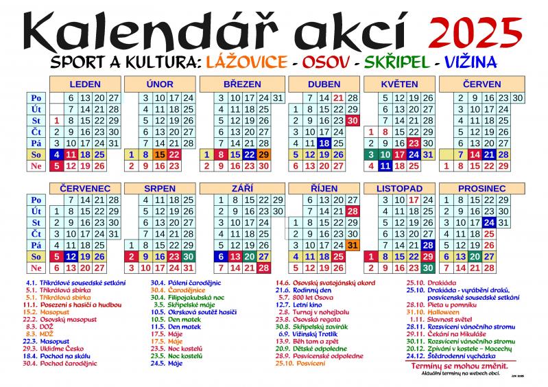 Kalend&aacute;ř akc&iacute; na rok 2025